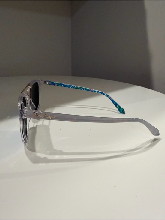 Lilly Pulitzer Clear Frame Sunglasses with Blue Mirrored Lenses